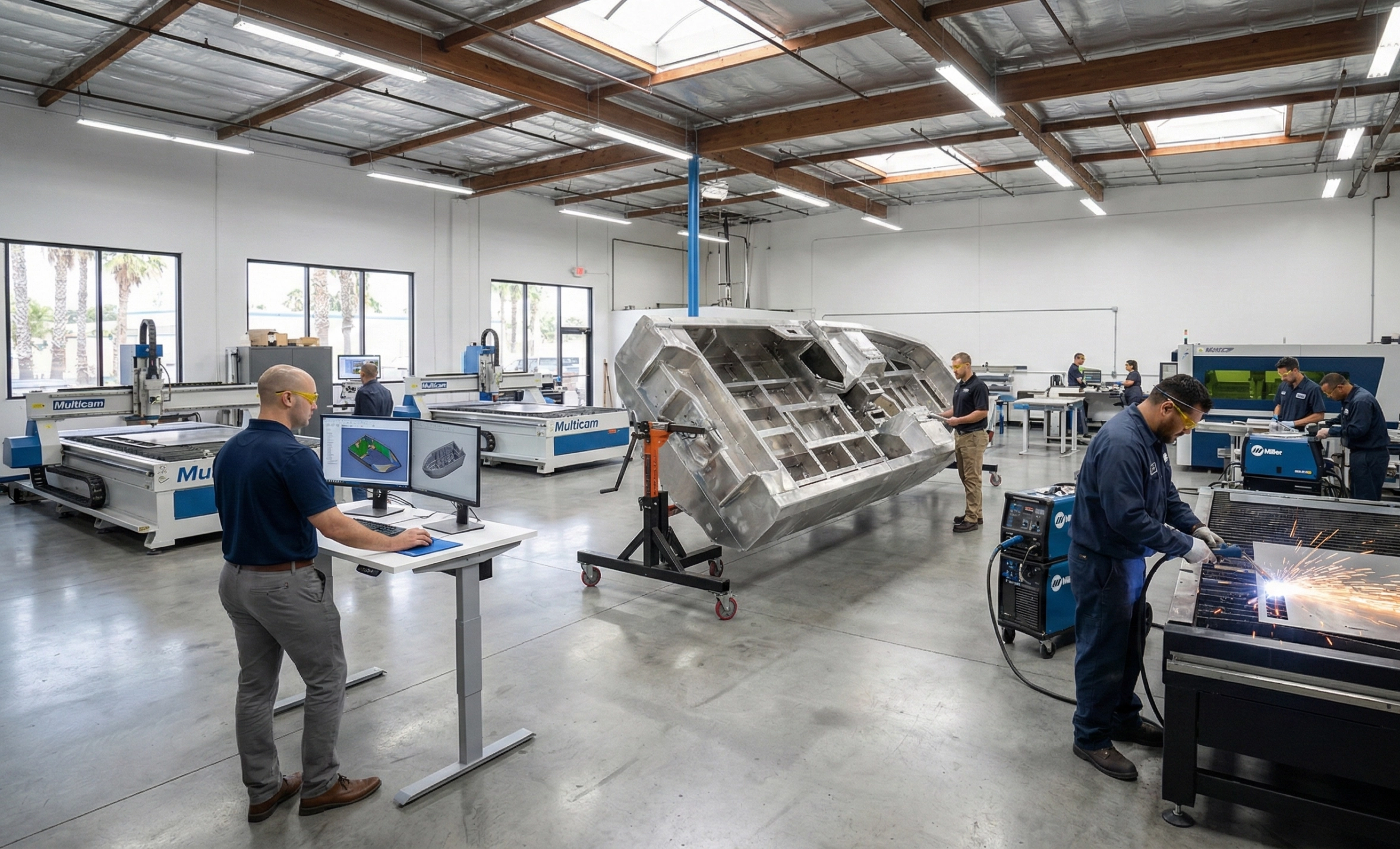 Experts and Technicians working on Amphibious Boat