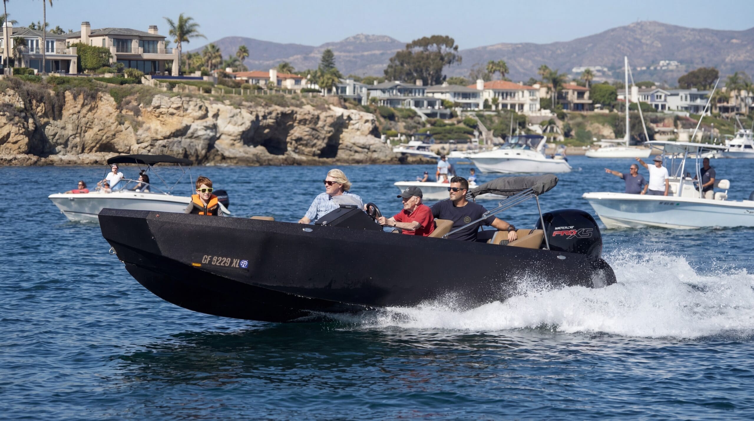 Amphibious Boat in high speed over the ocean