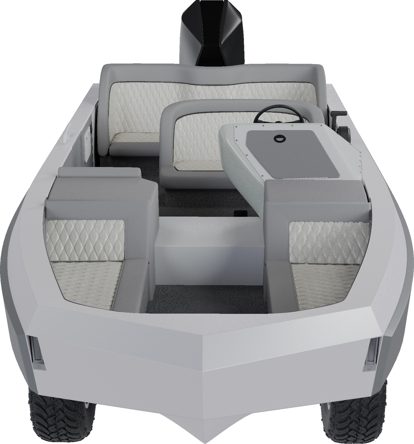 classic silver amphibious Car for water & land